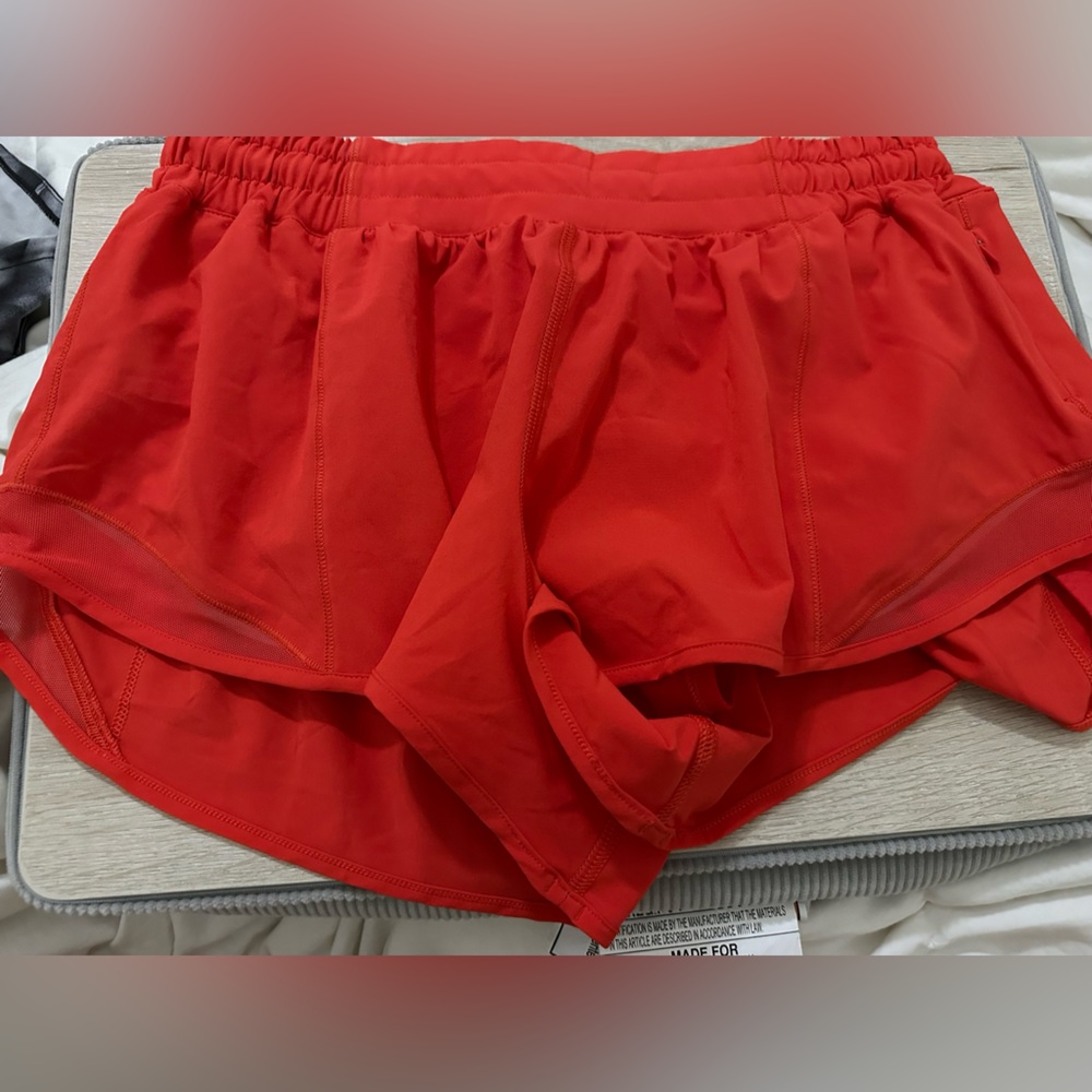 Lulu lemon carnation red shorts hotty hot 2.5 in low rise